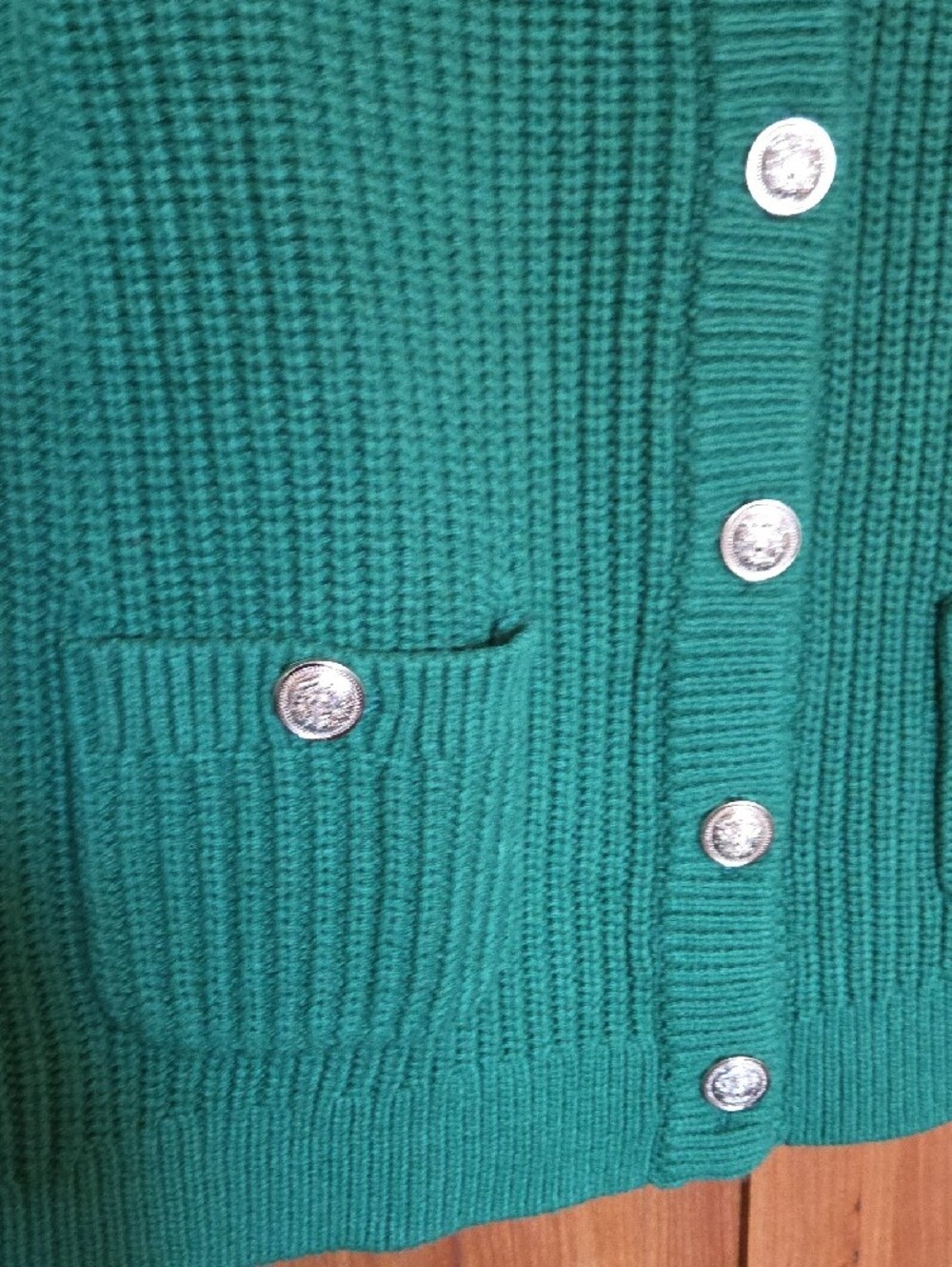 H&M Green Ribbed Button-Front Cardigan - Picture 5 of 8